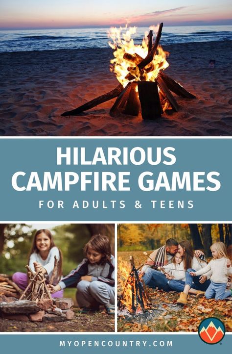 Looking for fun games to play around the campfire? These hilarious ideas are perfect for teens and adults. Enjoy laughs with classic games and new twists, making your campfire nights exciting and memorable. Ideal for groups of friends or family gatherings in the great outdoors. | Learn more about Camping Games Cool Campfire Tricks, Campfire Games For Adults, Camping Activities For Teens, Camping Themed Party Games, Adult Camping Games, Camping Theme Games, Picnic Games For Adults, Games For Camping, Fun Camp Games