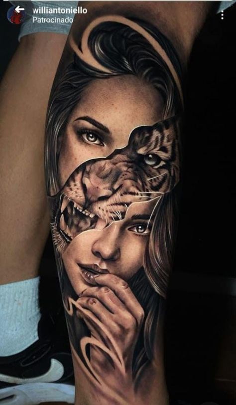 Lion Eye Tattoo For Women, Tiger Woman Tattoo Design, Tiger Tattoo Realistic, Lion With Woman Face Tattoo, Woman With Tiger Tattoo, Tiger Face Tattoo For Women, Tiger With Woman Face Tattoo, Lion Eyes, J Tattoo