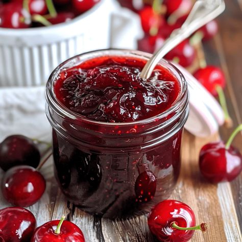 Homemade Cherry Jam Recipe - Delicious and easy-to-make, this cherry jam is perfect for your breakfast toast or desserts. Homemade Cherry Jam, Cherry Jam Recipe, Cherry Jam Recipes, Lemon Jam, Cherry Jam, Jam Recipe, Breakfast Toast, Homemade Jam, Jam Recipes