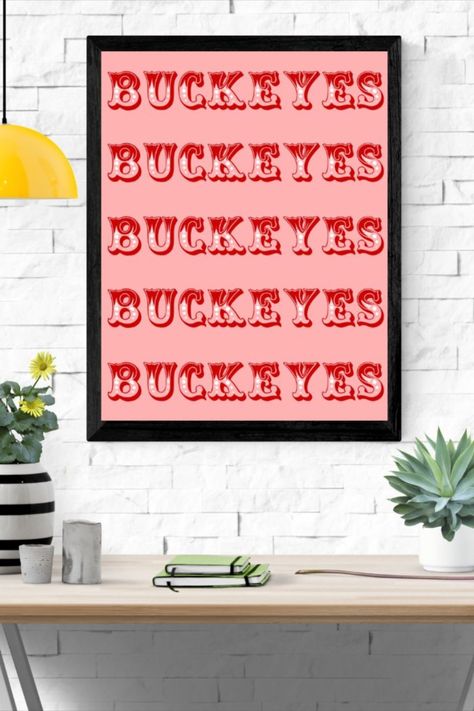 Ohio State Dorm Room, Ohio State Wall Art, Ohio State Art, Ohio State Decor, Ohio State Gifts, College Living, State Wall Art, Roommate Gifts, Ohio State University