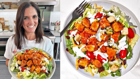 Sticky Fingers Salad — Allrecipes Sticky Fingers Salad, Sticky Chicken Finger Salad, Sticky Finger Salad Recipe, Sticky Finger Salad, Sticky Finger, Crispy Chicken Strips, Sticky Sauce, Sticky Chicken, Chicken Recipies