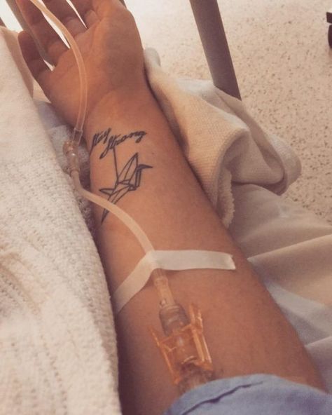 28 Beautiful Tattoos Inspired by Invisible Illness Invisible Tattoo, Paper Crane Tattoo, Purple Butterfly Tattoo, Crane Tattoo, Health Tattoo, Invisible Disease, With Tattoo, Tasteful Tattoos, Awesome Tattoos