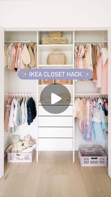 Toddler Ikea Closet, Toddler Bedroom Clothes Storage, Built In Wardrobe Kids Room, Teen Girl Closet Organization, Space Cover Photo, Kids Wardrobe Organisation, Ikea Kids Closet, Kids Shared Closet, Girl Closet Ideas