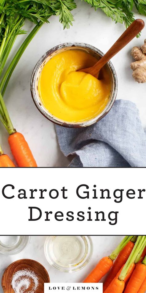 Carrot Ginger Dressing Recipe - Love and Lemons Ginger Dressing Recipe, Healthy Salad Dressings, Homemade Sushi Rolls, Carrot Ginger Dressing, Grain Bowl Recipe, Best Dip Recipes, Ginger Salad Dressings, Kale Salad Recipes, Ginger Dressing