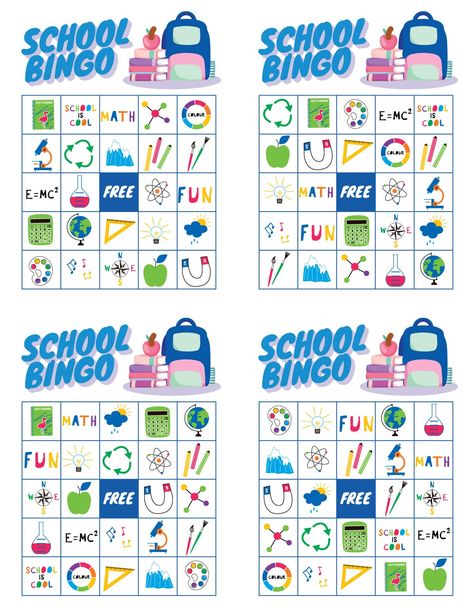 Free printable school bingo cards are perfect for back to school fun, the first day of school, classroom parties and more! Classroom Bingo, Bingo Printable Free, First Day Of School Classroom, Back To School Bingo, Paper Games For Kids, School Vocabulary, Printable School, Free Games For Kids, Free Printable Cards