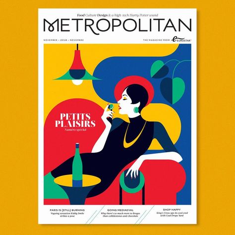 “Petits Plaisirs” : November cover for Metropolitan magazine by @eurostar #insta Magazine Design Cover, Malika Favre, Book And Magazine Design, Magazine Cover Design, Art Deco Posters, Magazine Layout, Portrait Illustration, Flat Illustration, Editorial Illustration