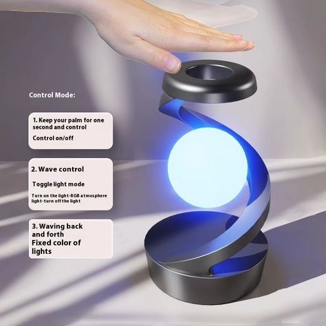 Rotating Moon Desk Lamp With Phone Wireless Charging Sensor Control Table Lamps Decorative Desktop Lamp Small Night Lamp Home Decor Product information: Rated Power: 3W Specifications: Gray basic style, White basic style, gray wireless charger, White wireless charger Size: base 126 * 35mm ± 2mm upper cover 90 * 150mm ± 2mm height 217mm Switching mode: waving control Wireless charging output: 15W wireless charging PD+QC protocol (compatible with 10W, 7.5W, and 5W) Overview: [New and up... Wireless Charging Lamp, Desktop Lamp, Creative Tables, Suspension Light, Adjustable Lighting, Phone Charging, Night Lamps, Basic Style, Wireless Charger