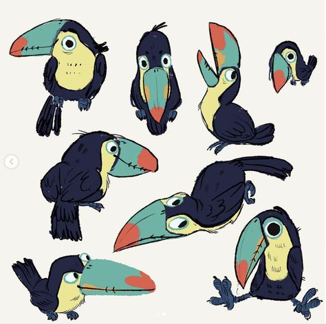 Design Sheet, Different Poses, Animal Sketches, Bird Drawings, Character Design References, Illustrations And Posters, Bird Design, Funky Art, Creature Design