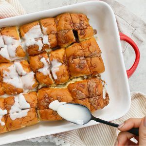 Hawaiian Roll Cinnamon Rolls | KITCHEN @ HOSKINS Hawaiian Roll Dessert, Hawaiian Roll Cinnamon Rolls, Recipes With Hawaiian Rolls, Cross Buns Recipe, Homemade Almond Butter, Chocolate Hummus, Hawaiian Roll, Hot Cross Buns Recipe, Cinnamon Rolls Easy