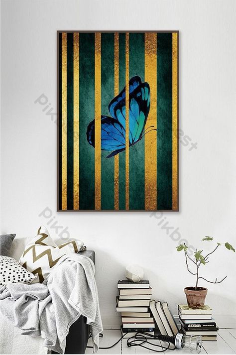 Butterfly Art Abstract, Leaf Butterfly, Wall Art Gold Leaf, Painting Mural, Art Papillon, Gold Art Painting, Butterfly Artwork, Gold Leaf Art, Gold Wall Art