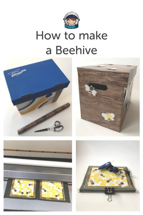 How to make a pretend beehive box for a prop in your dramatic play center. Bee Inquiry, Bee Hives Boxes, Honey Bee Theme, Bee Games, Dramatic Play Themes, Dramatic Play Center, Insect Unit, Insects Preschool, Bugs Preschool