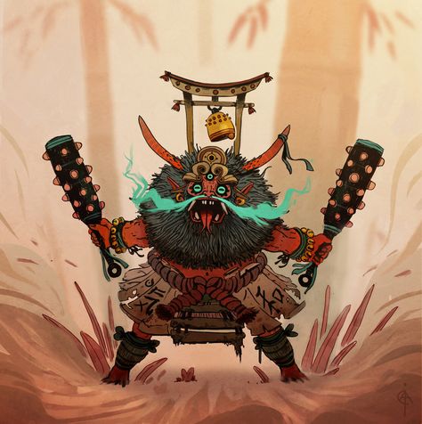 bamboo forest Oni (CDC yokai ) , Corentin Asproni on ArtStation at https://www.artstation.com/artwork/v2ZLka Oni Illustration, Spider Yokai, Dnd Oni, Oni Design, Yokai Art, Oni Art, Oni Samurai, Japanese Myth, Oni Demon