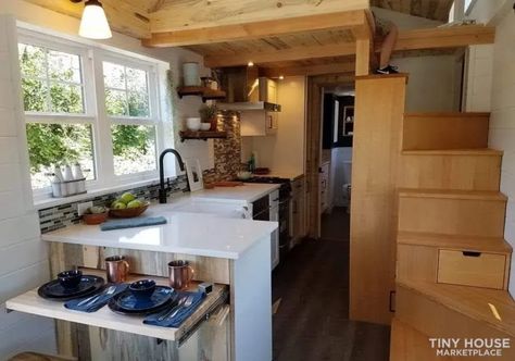 Cozy, Light-filled & Airy Truform Tiny Home For Sale Downstairs Bedroom, Tiny House Luxury, Tiny House Talk, Tiny House Inspiration, Tiny House Kitchen, Tiny House Decor, Tiny Houses For Sale, Tiny House Interior, Tiny House Cabin