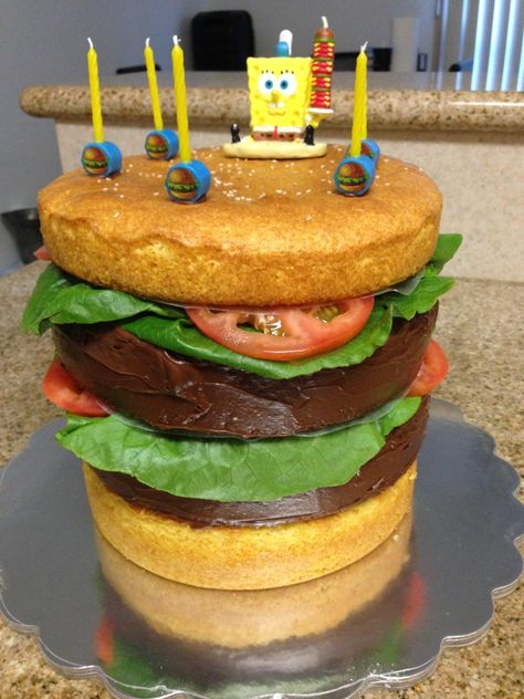 Krabby Patty Cake!: via instagram caseypearsall Krabby Patty Cake, Patty Cake, Krabby Patty, Birthday Cake, Birthday Party, Cake, Birthday, Instagram