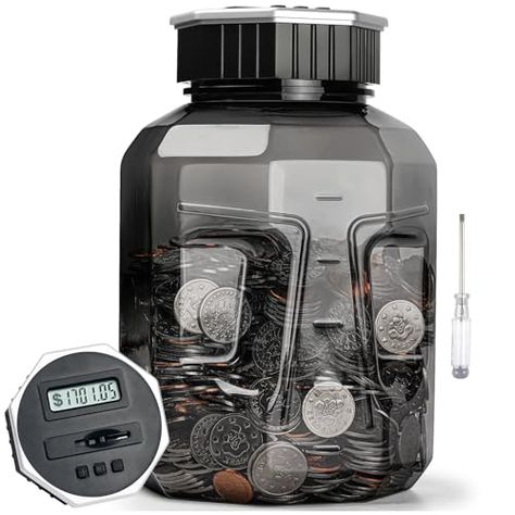 X-Large Piggy Bank for Adults Kids, Vcertcpl Digital Coin Counting Bank with LCD Counter, 2.4L Capacity, Great Coin Counter Bank Money Counting Jar with Total Amount Displayed, Bank for All US Coins Money Counting, Large Piggy Bank, Counting Coins, Bank Money, Digital Coin, Money Bank, Us Coins, Piggy Bank, Coin