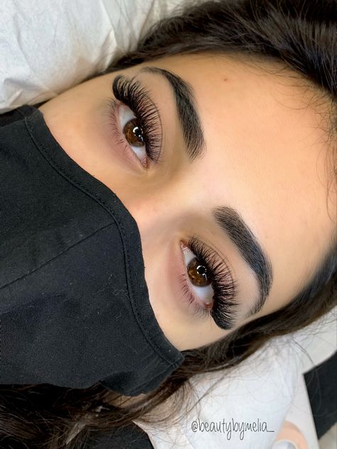 Follow me on instagram @bymeliax #russianvolume #lashextensions #lashtech #hybridlashes #classiclashes #volumelashes Russian Volume Lash Extensions, Lashes Extensions Russian Volume, Long Full Classic Eyelash Extensions, Russian Lashes Extensions, Russian Hybrid Lash Extensions, Hybrid Lash Extensions Volume, Hybrid Volume Lash Extensions Styles, Long Hybrid Lashes, Mixed Lash Extensions