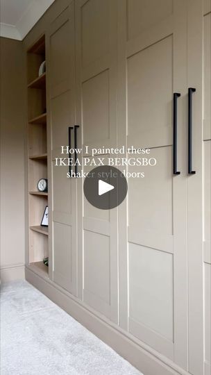 111K views · 2.6K reactions | How I painted our @ikeauk BERGSBO shaker style doors  All details in the reel but please feel free to ask any questions  Primer @zinsseruk BIN primer Paint @lick beige 02 Soho Farmhouse Sealer @makeitrustoleum clear furniture lacquer   #ikea #ikeahack #ikeadiyhack #ikeadiy #diywardrobe #wardrobes #furniturepainting | Kerry Kellett | Giulio Cercato · Our Time (feat. Danelle Sandoval) Bergsbo Ikea, Ikea Pax Bergsbo, Bergsbo Wardrobe, Bin Primer, Shaker Wardrobe Doors, Farmhouse Wardrobe, Clear Furniture, Primer Paint, Soho Farmhouse