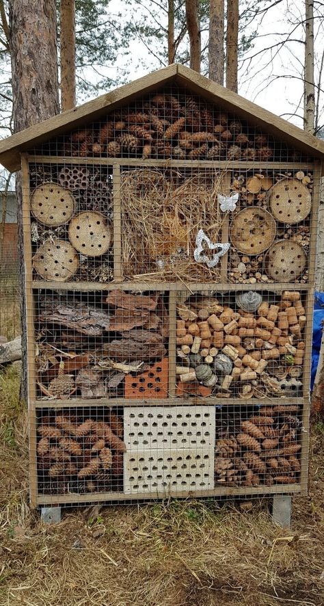 Bee Houses, Bee Friendly Garden, Button Image, Bee Hotel, Insect Hotel, Bug Hotel, Garden Insects, Veg Garden, Garden Deco