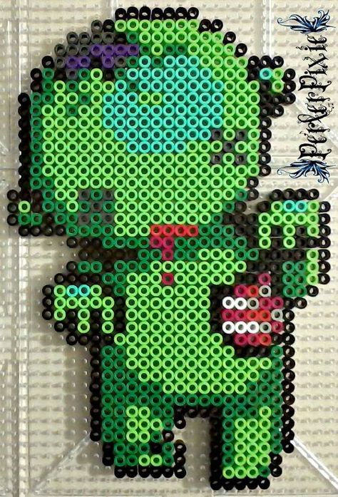 BRAAAINS ZOMBIE by PerlerPixie on DeviantArt Zombie Perler, Perler Creations, Pearl Beads Pattern, Perler Art, Diy Perler Bead Crafts, Perler Bead Templates, Perler Crafts, Bead Sprite, Hama Beads Patterns