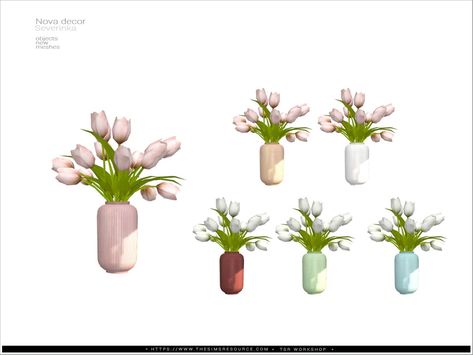 Sims 4 Flower Vase, Sims 4 Flowers Decor, Sims 4 Cc Vase Decor, Sims 4 Tulips, Sims 4 Cc Flower Vase, Ts4 Flower Cc, Sims 4 Vase Cc, Sims 4 Cc Boho Decor, Sims 4 Cc Flowers Decor