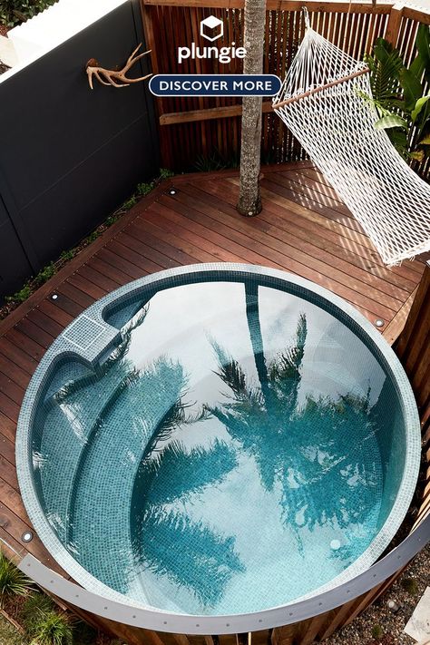 Our Plungie Arena, a design centrepiece in The Vela Properties development in Byron Bay, NSW. Sikata House, Concrete Pools, Byron Bay Beach, Round Hot Tub, Quiet Space, Stock Tank Pool, Round Pool, Small Pool Design, Pool Garden