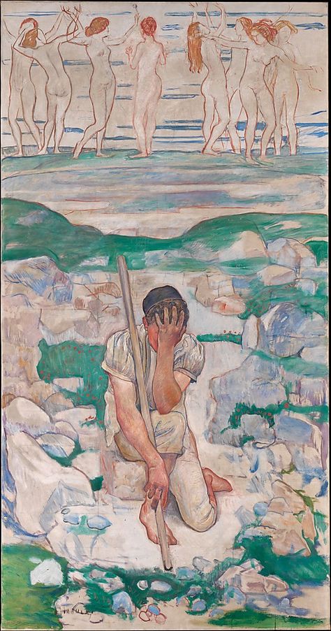 The Dream of the Shepherd (Der Traum des Hirten) Ferdinand Hodler Ferdinand Hodler Paintings, Ferdinand Hodler, Art Learning, Figurative Kunst, Aubrey Beardsley, Art Et Illustration, The Shepherd, Art And Illustration, Gustav Klimt