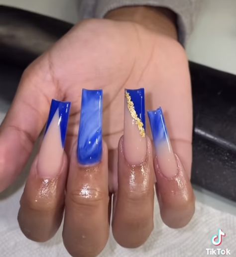 Royal Blue Ombre Nails, Royal Blue Prom Nails, Royal Blue Nails Designs, Dance Nails, Acrylic Nails Yellow, Blue Prom Nails, Ombre Acrylic, Royal Blue Nails, Blue Coffin Nails