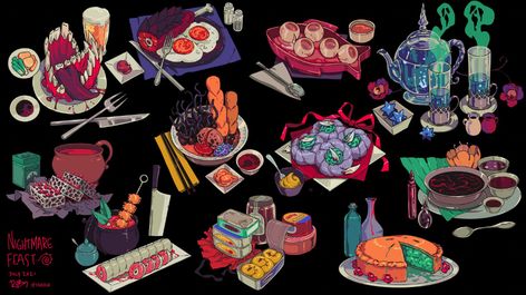 Spooky Foods, Spooky Food, Halloween Party Dinner, Props Art, Fantasy Props, Food Props, Cute Food Drawings, Weird Food, Scene Design