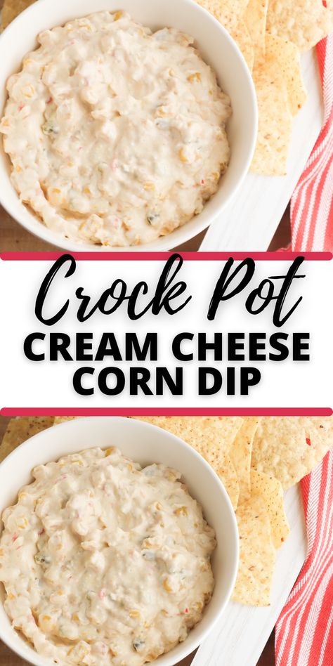 Crock Pot Cream Cheese Corn Dip is creamy, sweet. spicy and salty. It is the perfect party dip when made in the slow cooker for ease of preparation and time savings. Cream Cheese Corn Dip, Cheese Corn Dip, Cooked Corn, Cream Cheese Corn, Corn Dip Recipes, Crock Pot Dips, Cheese Corn, Delicious Slow Cooker Recipes, Party Dip