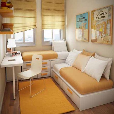 Small bedroom for 2 kids Yellow Kids Rooms, Reka Bentuk Bilik Tidur, Very Small Bedroom, Small Kids Bedroom, Design Ložnic, Zimmer Diy, Small Kids Room, Hiasan Bilik Tidur, Diy Designs