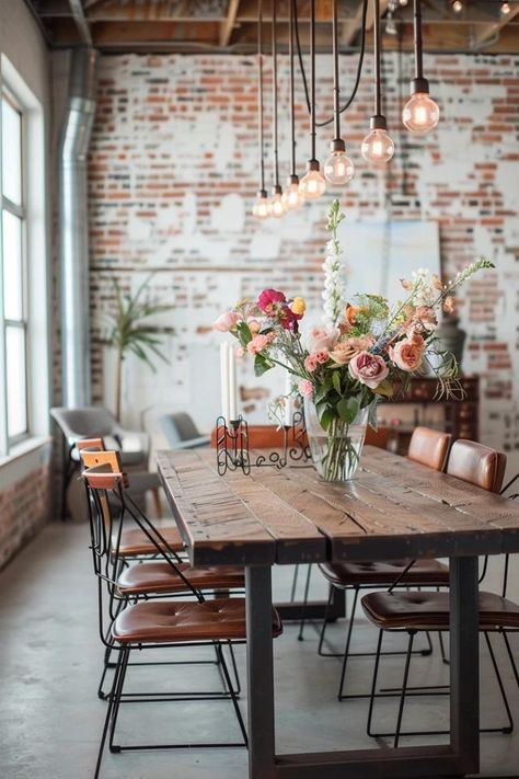 Industrial Dining Room: Key Decor Ideas Key Decor Ideas, Industrial Dining Room Decor, Industrial Dining Room, Industrial Decoration, Key Decor, Dining Room Decor Ideas, Dining Room Industrial, Dining Interior, Room Vibes