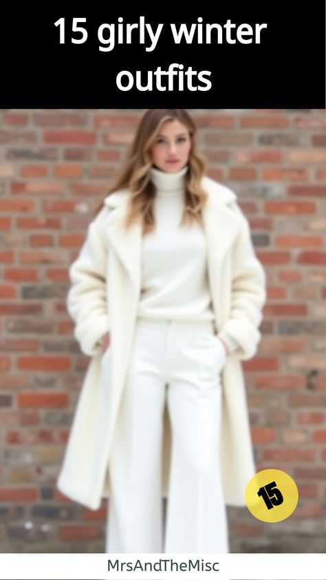 girly winter outfits Ingenue Outfits Winter, Winter White Outfits For Women, Monochromatic Outfit Winter, Feminine Winter Outfits, Girly Winter Outfits, Church Outfit Winter, Feminine Winter, Girly Winter, Winter White Outfit