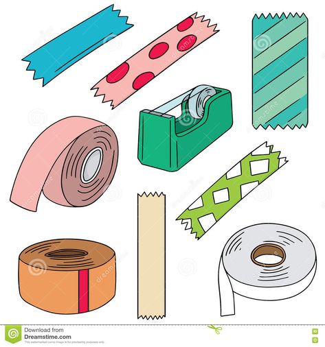 Adhesive tape stock vector. Illustration of drawing, illustration - 75336208 Masking Tape Drawing, Tape Illustration, Tape Drawing, Sticker Kpop, Doodles Stickers, Sticker Inspo, Tape Ideas, 3d Room, Paper Book