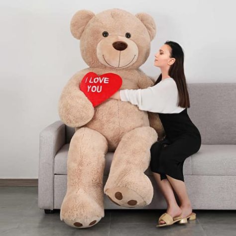 Tezituor Giant Teddy Bear 6ft Stuffed Animals - “I Love You”Red Heart Jumbo Human Size Teddy Bear for Girlfriend,Boyfriend,Wife,Lover-Birthday, Anniversary, Valentines, or Long Distance Teddy Bear For Girlfriend, Human Size Teddy Bear, Lover Birthday, Giant Teddy Bear, Giant Teddy, Girlfriend Boyfriend, Birthday Anniversary, Long Distance, Red Heart