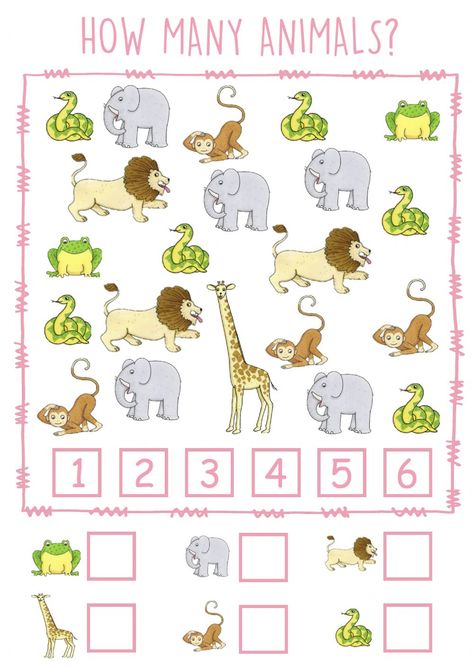 Animal Counting Worksheet, Zoo Animals Worksheet, February Preschool Worksheets, Zoo Worksheets, Animals For Preschool, Zoo Animals Preschool Activities, Animals Preschool Activities, Jungle Animals Preschool, Dear Zoo Book