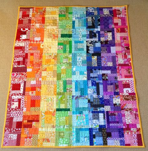 Sew Me: Rainbow Crumbs Quilt Finish Crumb Quilting, Quilt Settings, Rainbow Quilts, Patchwork Squares, Crumb Quilt, Cross Quilt, Scrappy Quilt Patterns, String Quilts, Rainbow Quilt