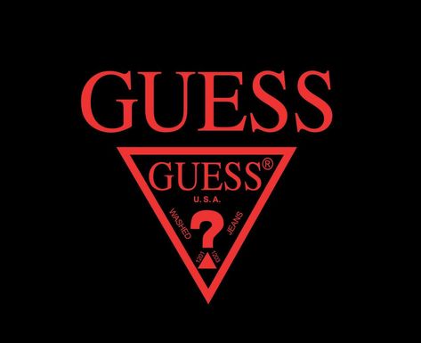 Guess Logo Brand Symbol Red Design Clothes Fashion Vector Illustration With Black Background Guess Wallpaper, Guess Logo Design, Boudin Balls, 70s Glam Rock, 70s Glam, Fashion Vector, Fashion Logo Branding, Brand Symbols, Guess Logo