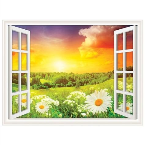 Window View Painting Easy, Scenery Tattoo, Window Views, Window Crafts, Faux Window, Porte Decorate, Creative Drawing Prompts, Scenery Paintings, Canvas Painting Designs