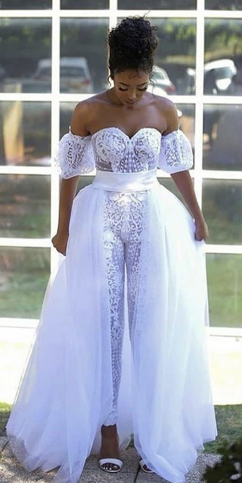 White Wedding Jumpsuit, Jumpsuit With Cape, Wedding Romper, White Jumpsuit Wedding, Tulle Train, Jumpsuit White, Civil Wedding Dresses, Fancy Wedding Dresses, Wedding Jumpsuit