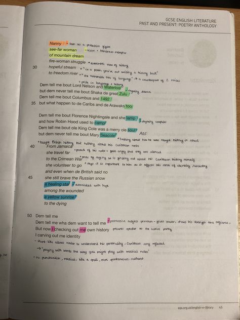 Power and Conflict Poems - Checking Out Me History by John Agard pt. 2 Checking Out Me History Analysis, Checking Out Me History Annotations, Study Aestethic, Checking Out Me History, Poetry Revision, English Literature Poems, Literature Poems, Gcse Poems, English Gcse Revision