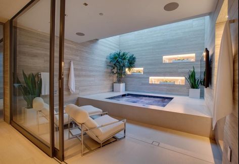 Beach Terrace, Jacuzzi Room, Indoor Jacuzzi, Home Spa Room, Piscina Interior, Hollywood Homes, Casa Country, Jacuzzi Tub, Spa Room