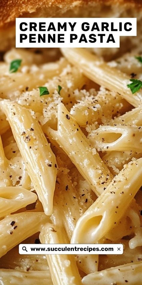 Rich, garlicky, and oh-so-satisfying, this quick and simple pasta dish is perfect for busy weeknights. Garlic Penne Pasta, Pasta Side Dishes Easy, Garlic Parmesan Cream Sauce, Creamy Garlic Penne Pasta, Penne Pasta Recipes, Easy Lasagna Recipe, Simple Pasta, Parmesan Cream Sauce, Pasta Side Dishes