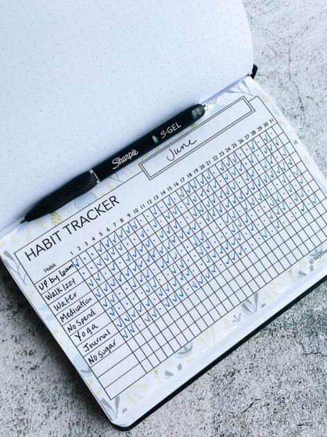 Add this printable habit tracker to your bullet journal. Simply print it out. Also get 50 ideas for your habit tracker. Bullet Journal Tracking, Habit Tracker Ideas, Journal Habit Tracker, Printable Bullet Journal, Printable Habit Tracker, Bullet Journal Minimalist, Tracker Ideas, Organization Bullet Journal, Habit Tracker Bullet Journal