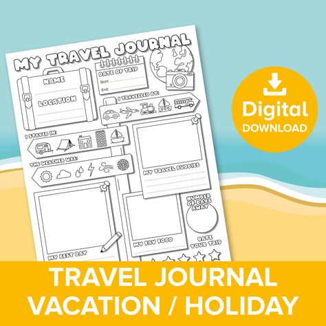 Trip Drawing, Travel Journal For Kids, My Travel Journal, Journal Simple, Vacation Journal, Kids Travel Journal, Summer Journal, Journal For Kids, Kids Vacation