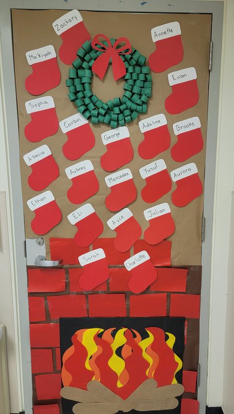 Christmas Class Door Decorations Decorating Ideas, Stocking Classroom Door Decoration, Ugly Christmas Sweaters Classroom Door, Teacher Doors For Christmas, Class Decoration Christmas, Teacher Door Ideas Christmas, Christmas Class Decor Ideas, Christmas Class Decorations Ideas, Christmas Door Ideas For Daycare