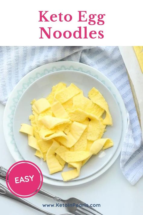 Keto egg noodles are an easy and low-carb alternative to pasta. Ready in under 10 minutes with no boiling required, these noodles have less than 2g net carbs per serving and are perfect for soaking up all of your favorite keto pasta sauces! Keto Egg Noodles, Keto Pasta Recipe, Keto Pasta, Pasta Substitute, Carb Alternatives, Potato Recipes Side Dishes, Keto Side Dishes, Pasta Sauces, Keto Cooking