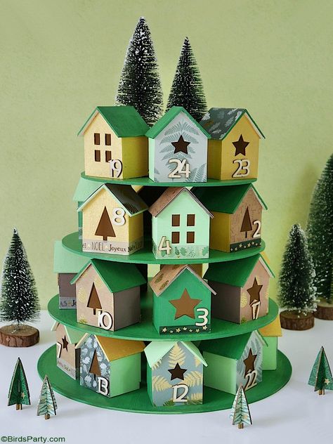 DIY Christmas Village Advent Calendar - easy, inexpensive and super pretty craft ideas to make with the kids for Christmas! by BirdsParty.com @birdsparty #adventcalendar #christmasvillage #christmas #christmascrafts #diy #crafts #holidaycrafts Hobby Lobby House Advent Calendar, Diy House Advent Calendar, Hobby Lobby Advent Calendar Ideas, Diy Paper Advent Calendar, Gingerbread House Advent Calendar Diy, Diy Advent Calendar Ideas Free Printable, Christmas Village Advent Calendar, Advent Calendar Tutorial, Origami Advent Calendar