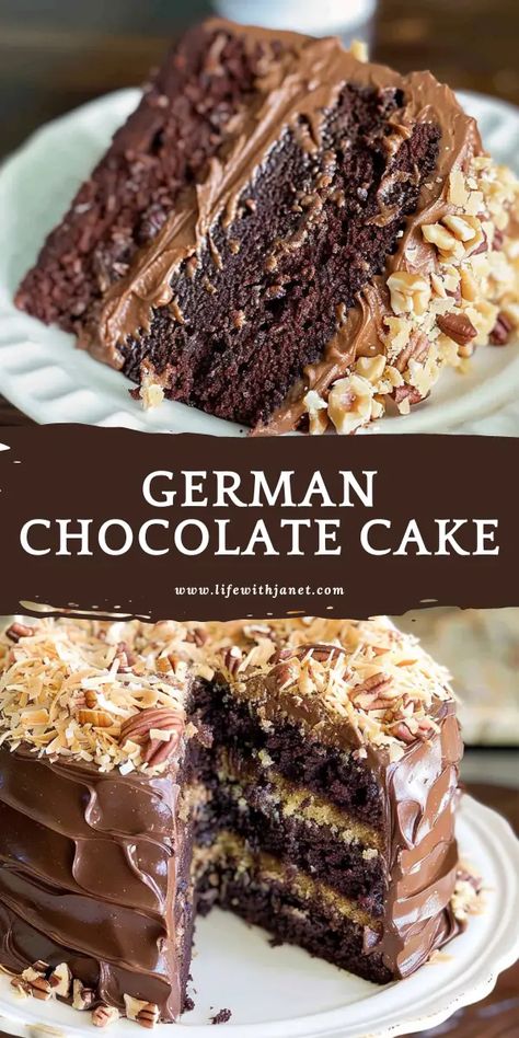 German Chocolate Wedding Cake Ideas, German Chocolate Grooms Cake, Lemon Truffle, Homemade German Chocolate Cake, German Chocolate Cookies, Pecan Filling, German Chocolate Cake Recipe, Food Authentic, German Food Authentic