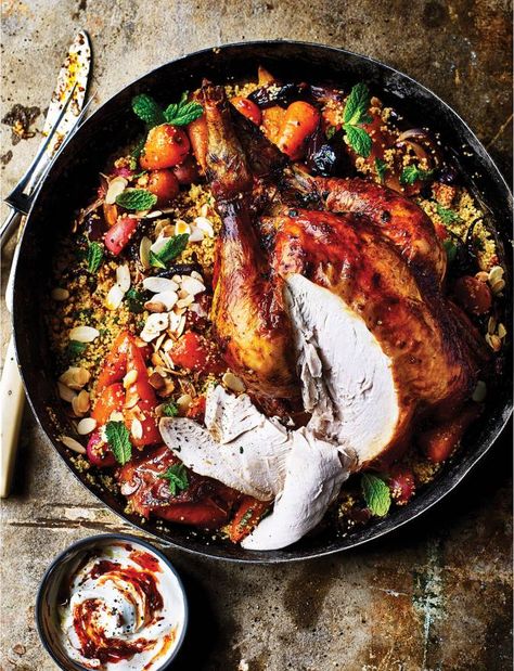 Moroccan roast chicken with root vegetable couscous recipe | Sainsbury's Magazine Vegetable Couscous Recipes, Arabisk Mad, Vegetable Couscous, Couscous Recipe, Roast Chicken Recipe, Couscous Recipes, Root Vegetable, Moroccan Food, Middle Eastern Recipes