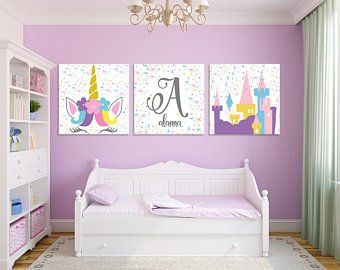 Unicorn Nursery Art, Rainbow Girls Room, Butterfly Nursery Decor, Unicorn Canvas, Colors Name, Ideas Habitaciones, Butterfly Nursery, Unicorn Bedroom, Unicorn Room